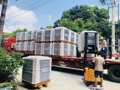 馬來西亞印尼東帝墳客商采購(gòu)256臺(tái)潤(rùn)東方環(huán)?？照{(diào)冷風(fēng)機(jī)